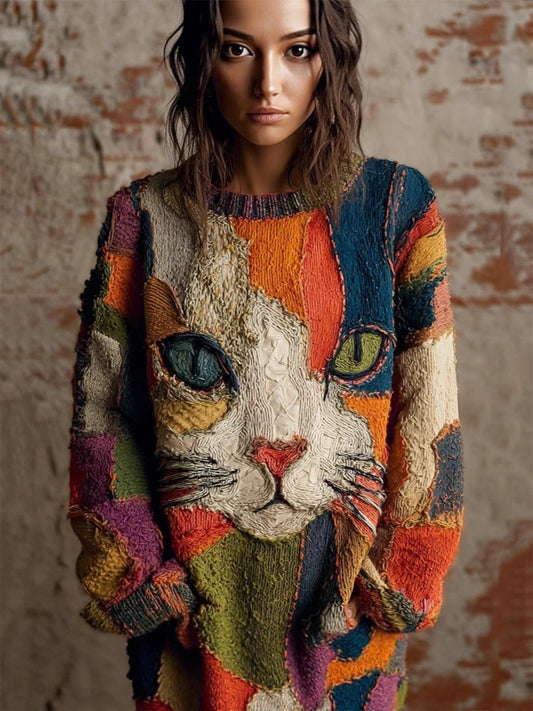 Grace | Patchwork Sweater with Crew Neck and Long Sleeves