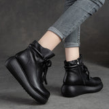 Lace-Up Short Boots with Side Zip, Single or Fleece-Lined
