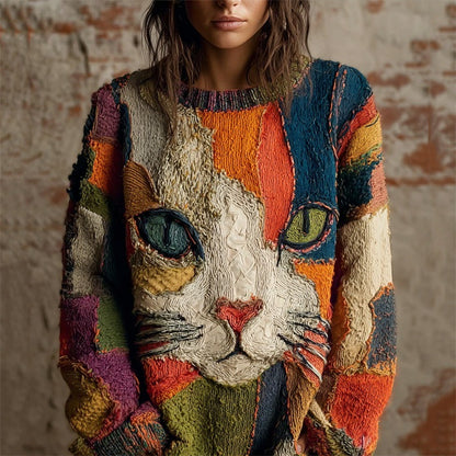 Grace | Patchwork Sweater with Crew Neck and Long Sleeves